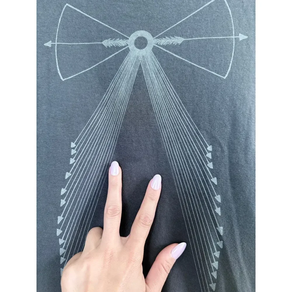 BLACKBIRD SUPPLY washed gray 100% cotton sleeveless bow arrow tank top shirt - Picture 6 of 6